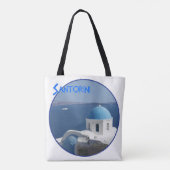 Santorini Harbour Uitzicht Tote Bag (Achterkant)