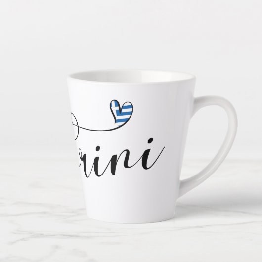 Santorini Heart in de vlag van Griekenland, Thira Latte Mok (Rechts)