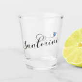 Santorini Heart in de vlag van Griekenland, Thira Shot Glas (Voorkant)