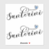 Santorini Heart in de vlag van Griekenland, Thira Sticker (Vel)