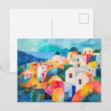 Santorini Hellings in Abstracte Kleuren