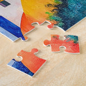 Santorini Heuvellandschap in Abstracte Kleuren Legpuzzel (Zijkant)