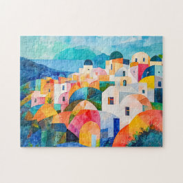 Santorini Heuvellandschap in Abstracte Kleuren Legpuzzel