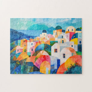 Santorini Heuvellandschap in Abstracte Kleuren Legpuzzel