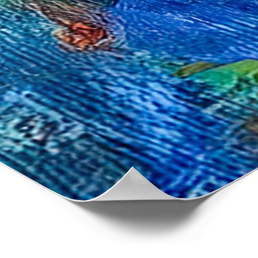 Santorini Hillside in Abstracte tinten Poster (Hoek)