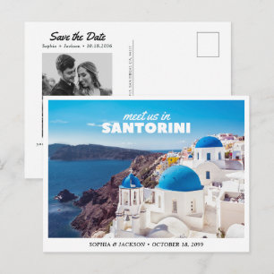 Santorini Huwelijk Save the Date Reis Retro Briefkaart