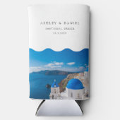 Santorini huwelijksgunst seltzer blikjeskoeler (Voorkant)