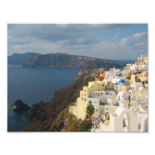 Santorini in de middag van de zon foto afdruk