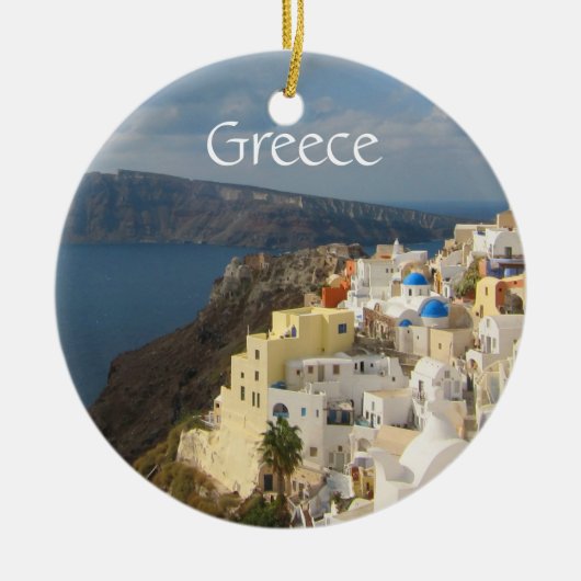 Santorini in de middag van de zon keramisch ornament (Voorkant)