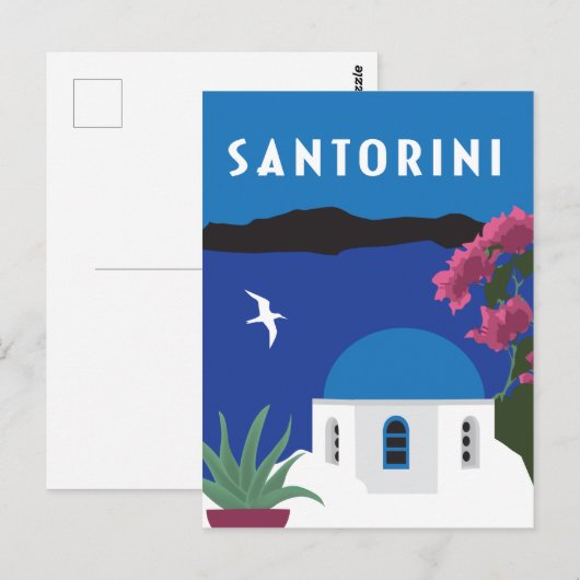 Santorini in Griekenland: oldtimers Briefkaart (Voorkant / Achterkant)