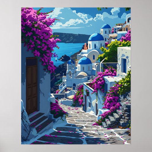Santorini in Griekenland Poster (Voorkant)