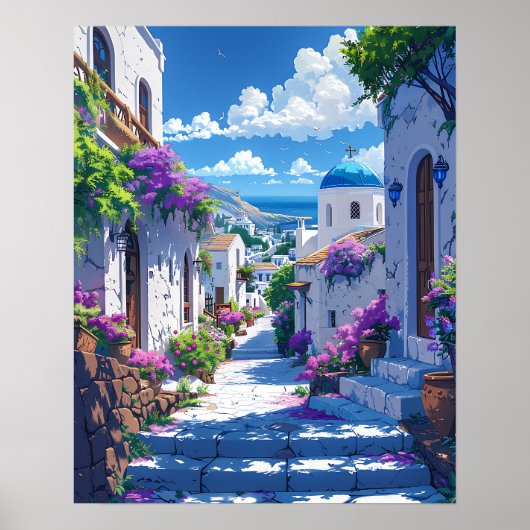 Santorini in Griekenland Poster (Voorkant)