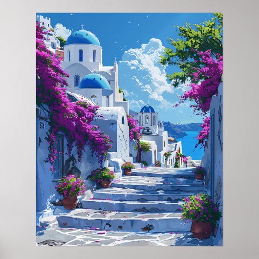 Santorini in Griekenland Poster (Voorkant)