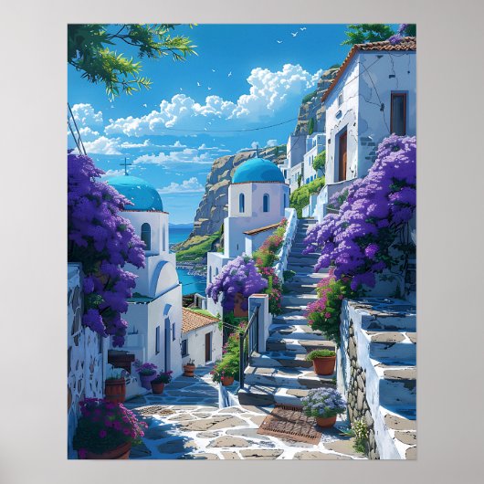 Santorini in Griekenland Poster (Voorkant)