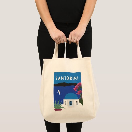 Santorini in Griekenland  stijl kleurrijk Tote Bag (Voorkant (product))