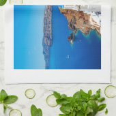 Santorini Island - Caldera, Griekenland Theedoek (Gevouwen)