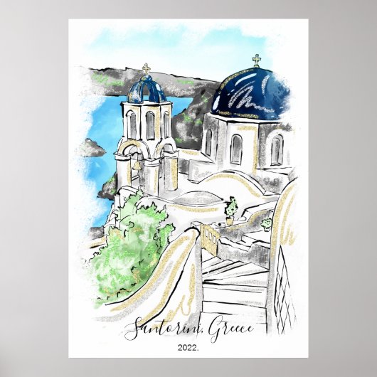 Santorini Island Griekenland Summer Memories Poster (Voorkant)