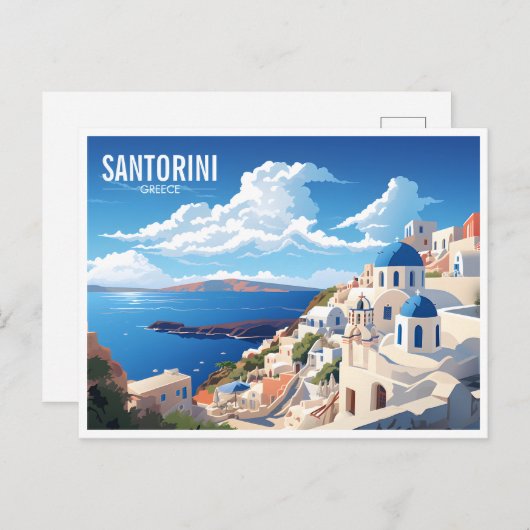 Santorini Island in Griekenland Reizen Briefkaart (Voorkant / Achterkant)