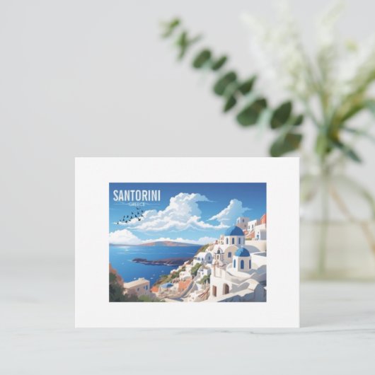 Santorini Island in Griekenland Travel Briefkaart (Staand voorkant)