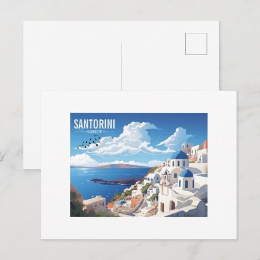 Santorini Island in Griekenland Travel Briefkaart (Voorkant / Achterkant)