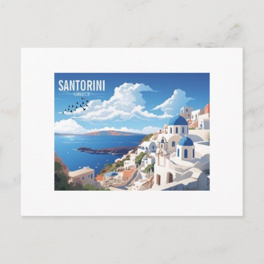 Santorini Island in Griekenland Travel Briefkaart (Voorkant)