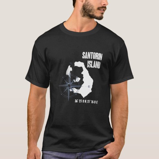 Santorini Island Mediterranean Sea Coordinates Map T-shirt (Voorkant)