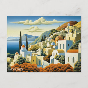 Santorini Island Olieverfschilderij Griekenland Re Briefkaart