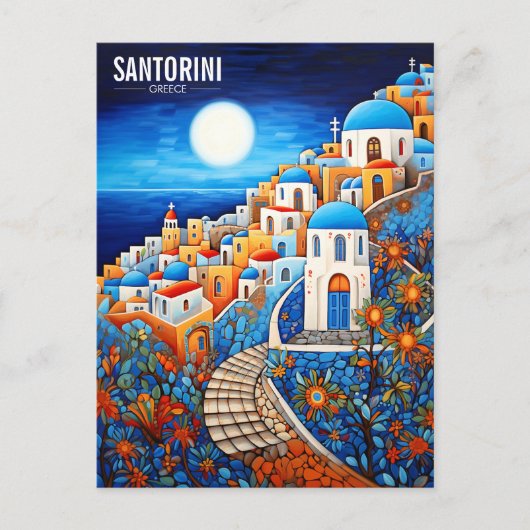 Santorini Island Schilderij | Griekenland Reizen | Briefkaart (Voorkant)