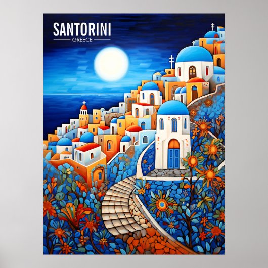 Santorini Island Schilderij | Griekenland Reizen | Poster (Voorkant)