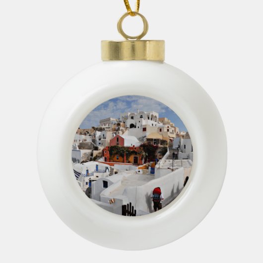 Santorini Island (Thira), Griekenland Keramische Bal Ornament (Voorkant)