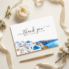 Santorini Island Watercolor Destination Wedding Bedankkaart