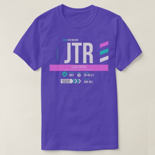 Santorini JTR Airport Code Bagage Label 1 T-shirt (Design voorkant)