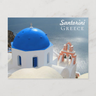 Santorini-kerk in de middag van de zon briefkaart