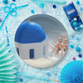 Santorini-kerk in de middag van de zon papieren bordje (Feest)