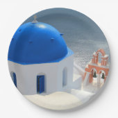 Santorini-kerk in de middag van de zon papieren bordje (Voorkant)