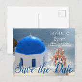 Santorini-kerk in de namiddagzon. uitnodiging briefkaart (Voorkant / Achterkant)