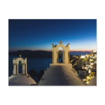 Santorini - Kerk in Oia bij zonsonderd briefkaart