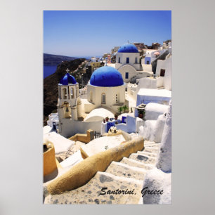 Santorini-kerken Poster