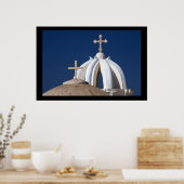 Santorini-kerken. Poster door cARTerART (Keuken)