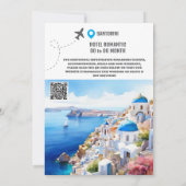 Santorini kust bestemming bruiloft save the date (Achterkant)