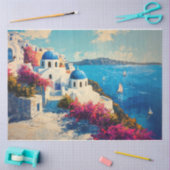 Santorini Levendige Bloemen Olieverf Decoupage Tissuepapier (Craft)