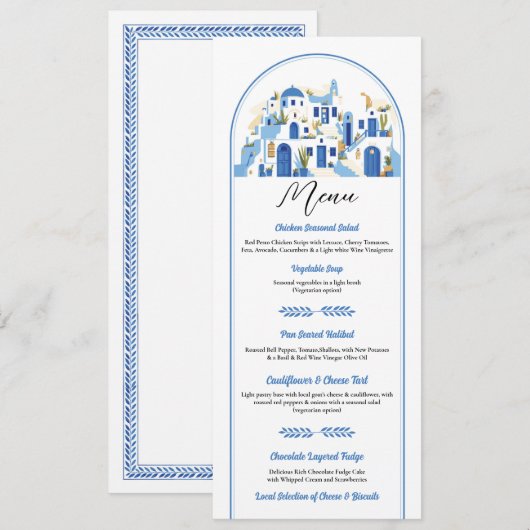 Santorini Menu Griekenland Griekse bruiloft (Voorkant / Achterkant)