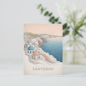 Santorini  minimalistisch briefkaart (Staand voorkant)