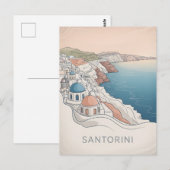 Santorini  minimalistisch briefkaart (Voorkant / Achterkant)
