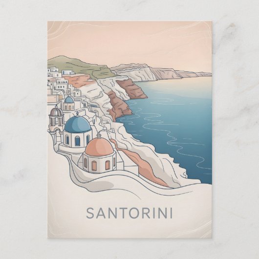 Santorini  minimalistisch briefkaart (Voorkant)