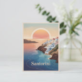 Santorini  minimalistisch briefkaart (Staand voorkant)