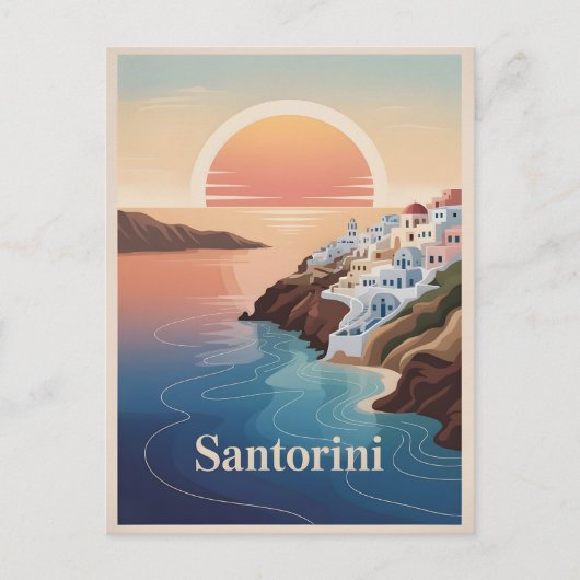 Santorini  minimalistisch briefkaart (Voorkant)