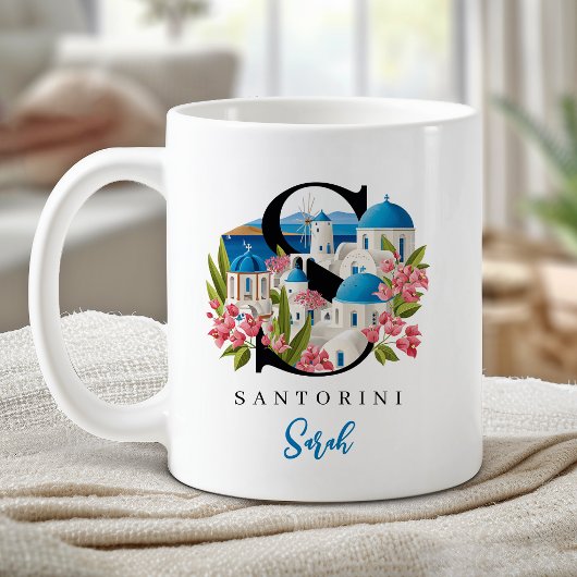 Santorini Monogram Letter S Persoonlijk Cadeau Koffiemok