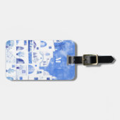 Santorini Monogram Waterverf Kunst Bagagelabel (Voorkant horizontaal)