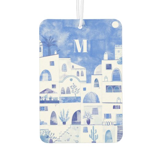 Santorini Monogram Waterverf Kunst Luchtverfrisser (Achterkant)